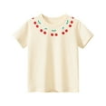 thumbnail image 1 of LNMQLPDBS Cute Summer Tops for Girls Cherry Fruit Pattern Printed Short Sleeve Crewneck Basic Layering Tees 6 Year Old Girl Birthday Gift Girls' Tops, Tees & Blouses Beige 12-18 Months, 1 of 8
