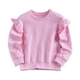thumbnail image 1 of LNMQLPDBS Cute Tops for Girls Puff Long Sleeve Crewneck Shirts Ruffle Shoulder Solid Color Tops Toddler Girl Sweatshirt Trendy Casual Baby Girl Clothes for Vacation Party Pink 8-12 Years, 1 of 7
