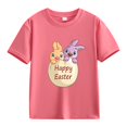 thumbnail image 1 of LNMQLPDBS Cute Tops Happy Easter Gift Casual Short Sleeve Crewneck Top Bunny Rabbit Graphic T-Shirt Funny Letter Printed Shirts Summer Basic Shirts, 1 of 1