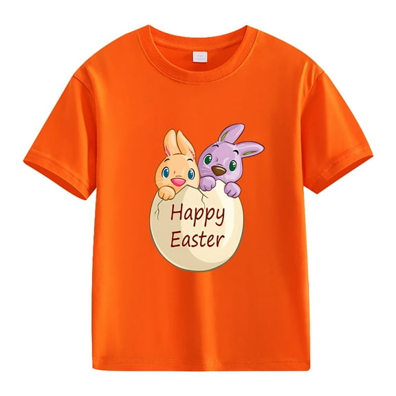 LNMQLPDBS Cute Tops Happy Easter Gift Casual Short Sleeve Crewneck Top Bunny Rabbit Graphic T-Shirt Funny Letter Printed Shirts Summer Basic Shirts