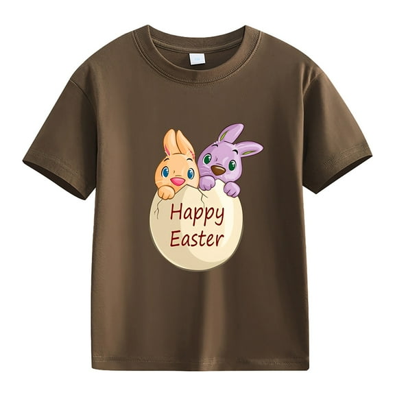 LNMQLPDBS Cute Tops Happy Easter Gift Casual Short Sleeve Crewneck Top Bunny Rabbit Graphic T-Shirt Funny Letter Printed Shirts Summer Basic Shirts
