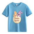 thumbnail image 1 of LNMQLPDBS Cute Tops Happy Easter Gift Casual Short Sleeve Crewneck Top Bunny Rabbit Graphic T-Shirt Funny Letter Printed Shirts Summer Basic Shirts, 1 of 1