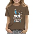 thumbnail image 1 of LNMQLPDBS Easter Shirts for Girls Classic Crewneck Casual Tops Kids Easter Bunny Short Sleeve T Shirt Baby Girls' and Toddler All Holidays Graphic T-Shirts Brown 2-3 Years, 1 of 8