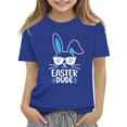 thumbnail image 1 of LNMQLPDBS Easter Shirts for Girls Classic Crewneck Casual Tops Kids Easter Bunny Short Sleeve T Shirt Baby Girls' and Toddler All Holidays Graphic T-Shirts Dark Blue 2-3 Years, 1 of 8