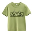 thumbnail image 1 of LNMQLPDBS Easter Tshirt Toddlers Sports Short Sleeve Crewneck Tops Cute Bunny Ears Graphic Printed Loose Blouses for Kids Back To School Green 3-4 Years, 1 of 1