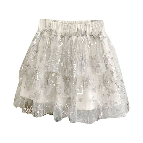 LNMQLPDBS Elegant Tulle Skirt for Girls Toddler Party Girl Mesh Tutu Snowflake Print Costome Dance Princess Skirt Girls Skorts