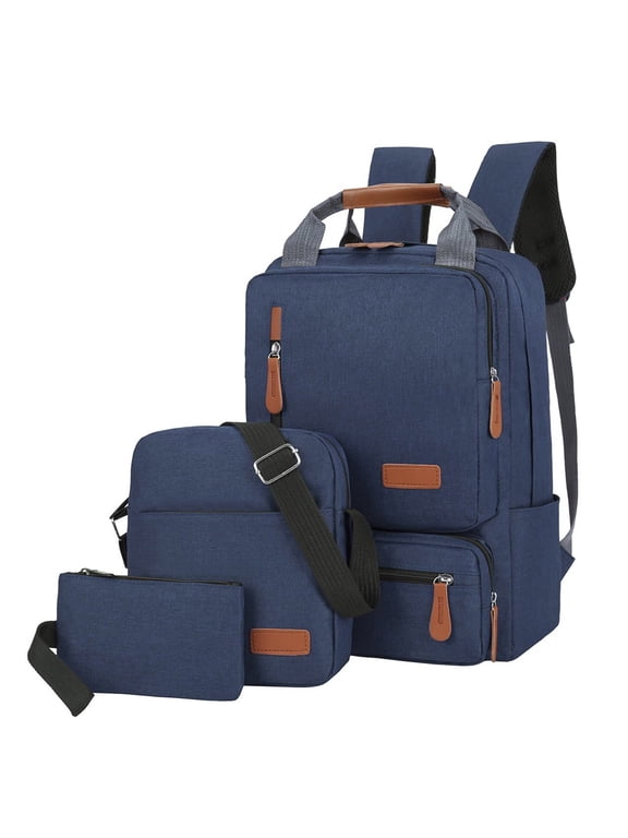 Mens And Womens Backpack Solid Color Three Piece Computer Business Bag Shoulder Casual Matching Bag