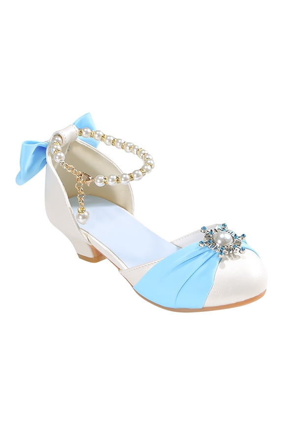 Flower Girl Shoes Color Block Girls Sandals Anti Slip Low Heels Closed Toe Shoes Flower Girl Shoes Trendy Princess Shoes for Party Prom Wedding and Communion Teen Girl Dress Shoes