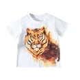 thumbnail image 1 of LNMQLPDBS Gender Neutral Baby Clothes Short Sleeve Crewneck Animal Tiger Printed T Shirt Toddler Girl Clothes Baby Boys Shirts Cute Summer Tops for Family Photo School White 18-24 Months, 1 of 6