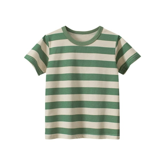 LNMQLPDBS Gender Neutral Baby Clothes Short Sleeve Crewneck Striped Basic Tshirts Baby Boy Summer Clothes Preppy Clothes Girls Summer Tops Green 2-3 Years