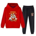 thumbnail image 1 of LNMQLPDBS Girl Clothes Children's red festive New Year clothing for boys and girls in the Year of the Dragon casual hoodie pants two sets Girls Summer Outfits, 1 of 6
