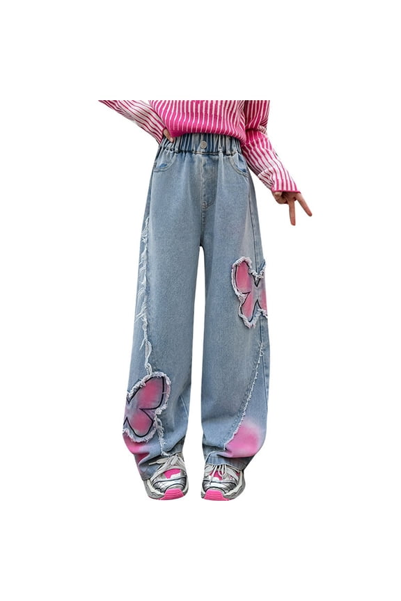 Girl Jeans Size 7-8 Super Low Rise Jeans Sweatpants Pack Pants Baggy Wide Leg Cargo Pants Gift for 10 Year Old Girl Experience Gifts