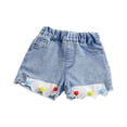 thumbnail image 1 of LNMQLPDBS Girl's Shorts Children's Denim Elastic Ruffled Waist Short Pants Girls Lace Denim Shorts, 1 of 8