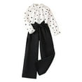 thumbnail image 1 of LNMQLPDBS Girls' Clothing Sets Polka Dot Pleated Front and Ruffle Trim Long Sleeve with Solid Color Long Pants 2pcs Sets Trendy Breathable Spring Summer Outfits for Teen Girls White 9 Years, 1 of 9