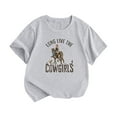 thumbnail image 1 of LNMQLPDBS Girls' Everyday Short Sleeve T-Shirts Cowgirl Letters Graphic Printed Crewneck Tees Toddler Girl Soft Casual Summer Tops Grey 4-6 Years, 1 of 6