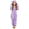 thumbnail image 1 of LNMQLPDBS Girls Fleece Jumpsuits Zip Up Teens Hooded Rompers Fuzzy Onesie Warm Cute Winter Clothes Warm Sherpa Romper for Kids 2-13 Years, 1 of 6