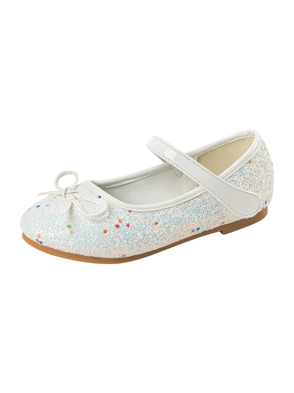 Girls Glitter Princess Shoes Formal Dress Shoes Mary Jane Flower Girl Wedding Party Bridesmaids Shoes Glitter Princess Ballet Flats for Kid Toddler