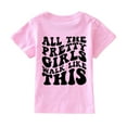 thumbnail image 1 of LNMQLPDBS Girls Graphic Tees Short Sleeve T Shirt for Kids Letter Print Summer Casual Vacation Tops Toddler Girl Crewneck Basic Graphic Tees, 1 of 7