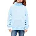 thumbnail image 1 of LNMQLPDBS Girls High Neck Sweatshirt with Front Pocket Casual Warm Long Sleeve Pullover Tops for Kids Tween Daily Wear Outgoing School Basic Solid Sweatshirt for Fall Winter, 1 of 7
