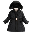 thumbnail image 1 of LNMQLPDBS Girls Hooded Quilted Puffer Down Parka Faux Fur Trim Winter Warm Outerwear Waisted Long Cold Weather Jacket Waterproof Windproof Kids Winter Coat, 1 of 4