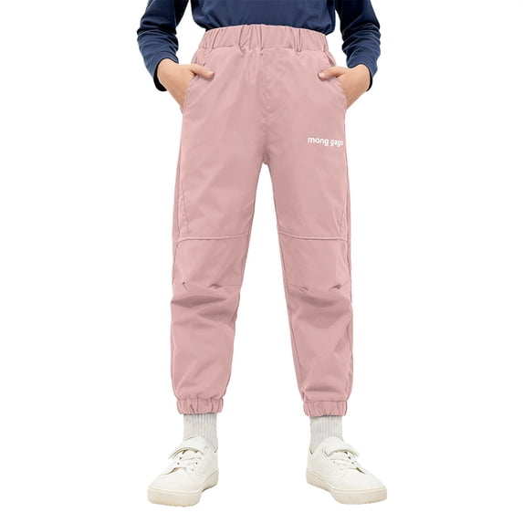 LNMQLPDBS Girls Insulated Ski Pants Kids Warm Windproof Outdoor Winter Snow Pants for Snowboarding Skiing Hiking Casual Daily Wear Elastic Waist Cold Weather Outdoor Bottoms