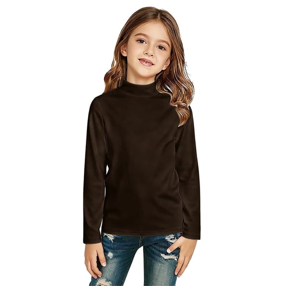 LNMQLPDBS Girls Long Sleeve Tee Shirt Kids Fall Tops Crewneck Basic Tagless Layering Tees Performance Tops All Season Stretch Solid Color T Shirts