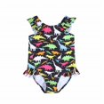 thumbnail image 1 of LNMQLPDBS Girls One Piece Swimsuits Cartoon Dinosaur Printed Ruffle Trim Fly Sleeve Bodysuit Baby Girl Swimsuit 12-18 Months Toddler Summer Beach Bathing Suits Cute Swimwear for Vacation, 1 of 6