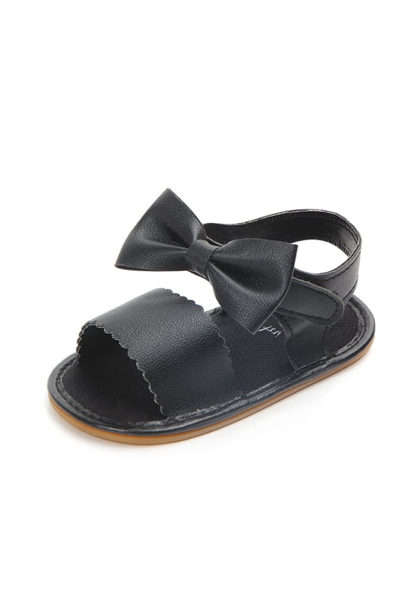 Girls Sandals Open-Toe Outdoor Casual Summer First Walkers Shoes Solid Color Non-Slip Soft Sole Sandals with Bowknot for Baby Girls Kids Summer Outdoor Beach Lightweight Sandals