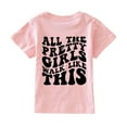 thumbnail image 1 of LNMQLPDBS Girls Short Sleeve Tops Letters Graphic Print T Shirts Toddler Basic Layering Tees Girls' Tops, Tees & Blouses for Summer Beach Casual Pink 6-7 Years, 1 of 7