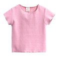 thumbnail image 1 of LNMQLPDBS Girls Short Sleeve Tops Solid Binding Crewneck Tshirts Kids 3 Year Old Girl Gifts Slim Fit Basic Layering Tees Cute Summer Blouse for Home Party Vacation Pink 12-24 Months, 1 of 9