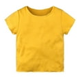 thumbnail image 1 of LNMQLPDBS Girls Short Sleeve Tops Solid Binding Crewneck Tshirts Kids 3 Year Old Girl Gifts Slim Fit Basic Layering Tees Cute Summer Blouse for Home Party Vacation Yellow 6-12 Months, 1 of 8