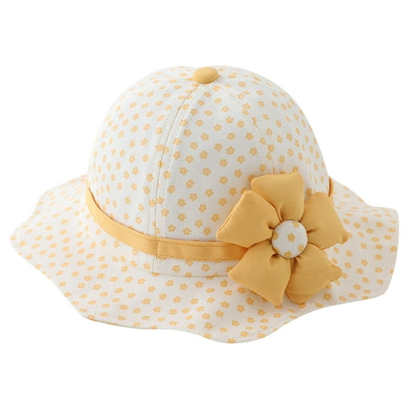 LNMQLPDBS Girls Summer Hats for Kids Flower Printed Sun Protection Ruffle Shade Hat with Big Flower Fisherman Hat Infant Floppy Hat One Year Old Girl Birthday Gifts Outdoor Holiday Tourism Sun Hat