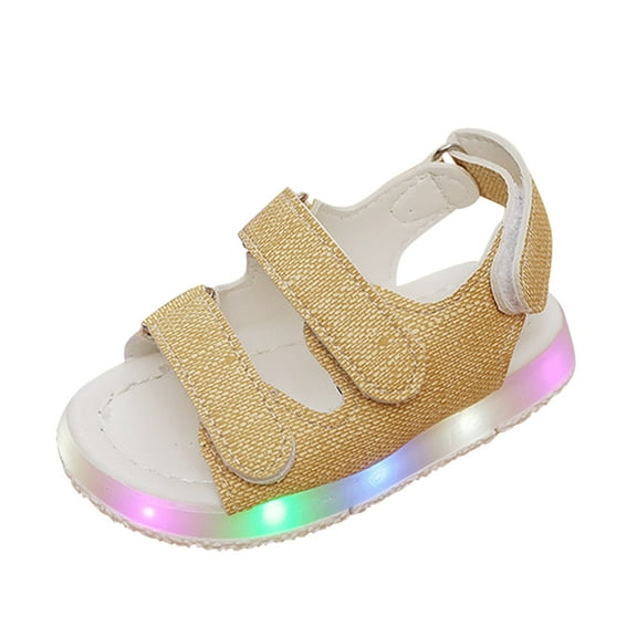 LNMQLPDBS Girls Summer Shoes Unisex Baby Sandals Kids Sport Summer Adjustable Double Band Led Luminous Sandals Shoes with Loop Back Strap Summer Open Toe Flat Sneakers Toddler Boy Sandals