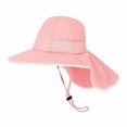 thumbnail image 1 of LNMQLPDBS Girls Sun Hat for Kids Sun Protection Solid Color Summer Hat with Mesh Beach Play Hats Wide Brim Neck Flap for Girls Ponytail Hat Sun Visor Hats with Chin Strap Pink One Size, 1 of 7