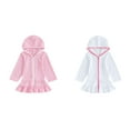 thumbnail image 1 of LNMQLPDBS Girls Swim Cover Up Toddler Girl Long Sleeve Swimsuit Beach Dress Baby Beach Towel Ruffle Toddler Swim Cover Up Terry Bathrobe Hooded Zip-Up Beach Bathing Suit Wraps * 2pcs, 1 of 5