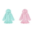 thumbnail image 1 of LNMQLPDBS Girls Swim Cover Up Toddler Girl Long Sleeve Swimsuit Beach Dress Baby Beach Towel Ruffle Toddler Swim Cover Up Terry Bathrobe Hooded Zip-Up Beach Bathing Suit Wraps * 2pcs, 1 of 4