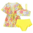 thumbnail image 1 of LNMQLPDBS Girls Swimsuit 3pcs Bikini Sets Floral Print Spaghetti Straps Crop Top High Waist Triangle Swim Sets with Cover Ups Coat Summer Rash Guard Swimwear Baby Bathing Suit Girl, 1 of 6