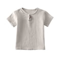 thumbnail image 1 of LNMQLPDBS Girls Tops Kids Ribbed Knit Crew Neck Tops Trendy Lettuce Trim Short Sleeve Shirts Cute Summer Basic Tees Toddler Girl Clothes, 1 of 8