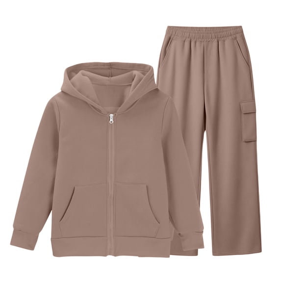 LNMQLPDBS Girls Tracksuit Zip up Long Sleeve Hoodie and Cargo Wide Leg ...