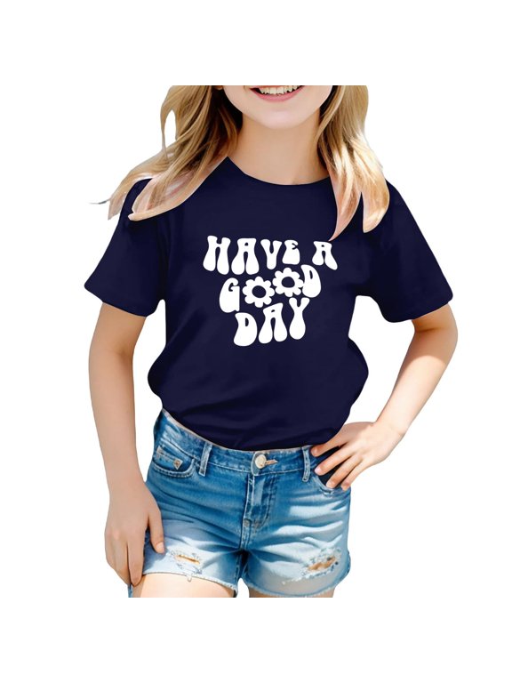 Girls Tshirts Junior Tops Girls Oxford Shirt Brown Shirt Newborn Girl Clothes for 13 Year Old Girls Size 10-12 Clothes, Navy 12-13 Years
