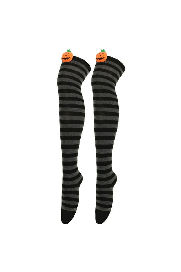 Halloween Decorations Women Halloween Socks Cartoon Devil Socks Over Knee Socks Striped Stockings