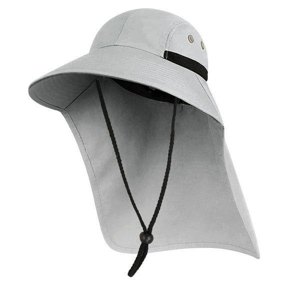 LNMQLPDBS Hats for Men Outdoor Sun Hat for Men with Cap Wide Brim Fishing Hat with Neck for Dad Summer Hat Grey