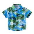 thumbnail image 1 of LNMQLPDBS Hawaiian Shirts for Boys Coconut Tree Printed Summer Tops Short Sleeve Lapel Shirts with Chest Pocket Toddler Boys Clothes Soft Trendy Button Down Shirt for Beach Green 5-6 Years, 1 of 9