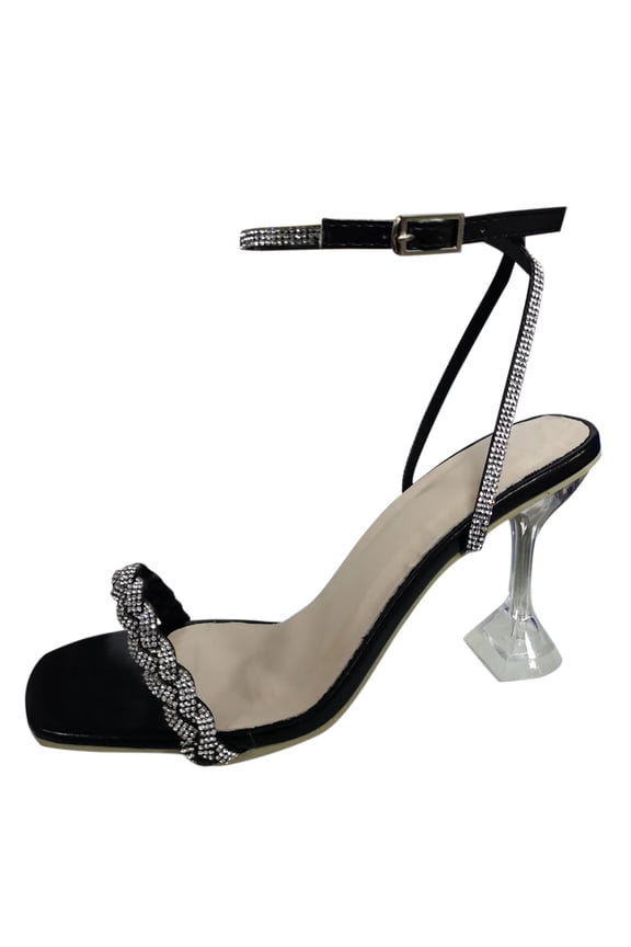 Heels for Women Summer Womens High Heels Breathable Lace Up Shoes Casual Diamond Strappy Heels Sandals