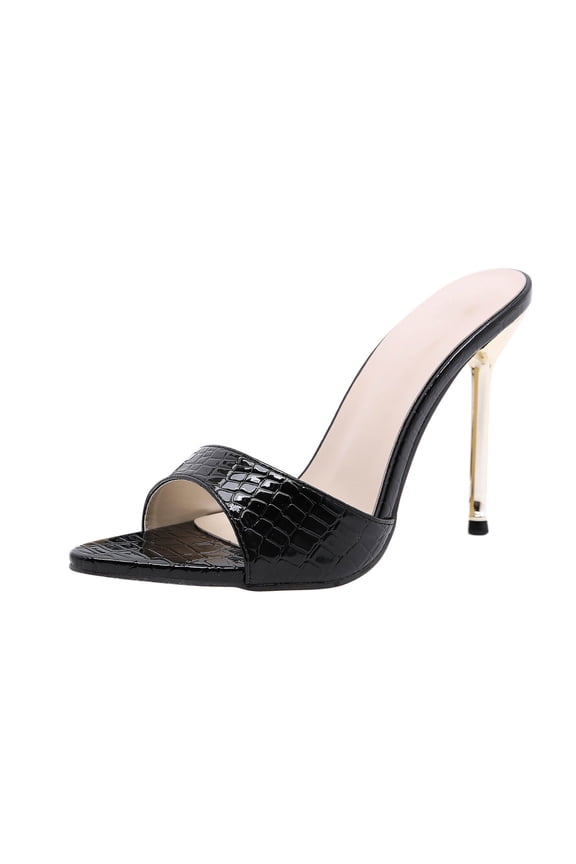 High Heel Sandals for Women's Fashion Pointed Snake Print High Heel Sandals and Slippers