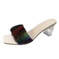 thumbnail image 1 of LNMQLPDBS High Heels for Women Ladies Fashion Summer Colorful Rhinestone Mesh Fish Mouth High Heel Sandals, 1 of 9