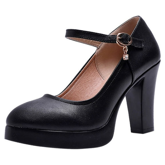 LNMQLPDBS High Heels for Women Pointed Toe Breathable Buckle Strap Rhinestone Casual jobs Single Shoes