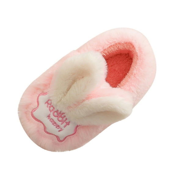 LNMQLPDBS House Slippers Boys Girls Warm Slippers Cartoon Rabbit Animal Slippers Kids Winter Indoor Household Shoes Fuzzy Slippers Pink 5-5.5 Years