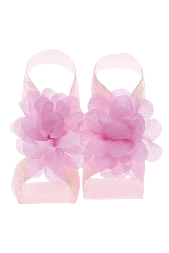 Infant Shoes Solid Color Chiffon Layered Tulle Flower Barefoot Sandals Feet Accessories for Baby Girls Toddlers Kids Baby Shoes 12-18 Months Breathable Cute Toddler Floor Shoes S One Size