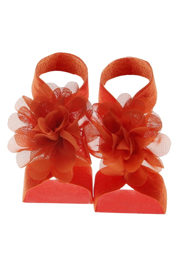 Infant Shoes Solid Color Chiffon Layered Tulle Flower Barefoot Sandals Feet Accessories for Baby Girls Toddlers Kids Baby Shoes 12-18 Months Breathable Cute Toddler Floor Shoes M One Size
